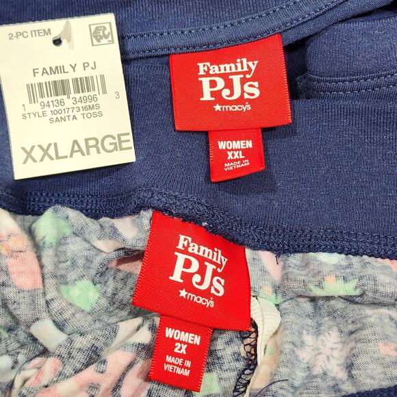 Macy's Family Pajama Set Santa Christmas Holiday Pajamas Set Santa Toss XXL/2X - Picture 7 of 10